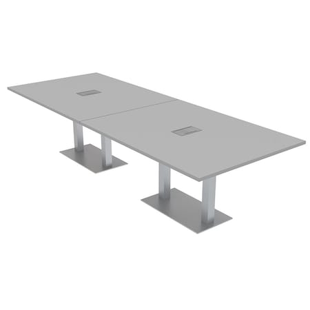 Skutchi Designs 45 in W, 120 in L, 29 in H, Engineered Wood Top, Grey HAR-REC-48X119-DOU-ELEC-XD01